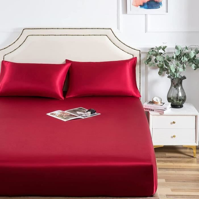 Luowei Drap Housse Satin 160x200 Cm Gris Clair – Microfibre Soie Brillante, Pour Matelas 25-30 Cm, Toucher Luxueux