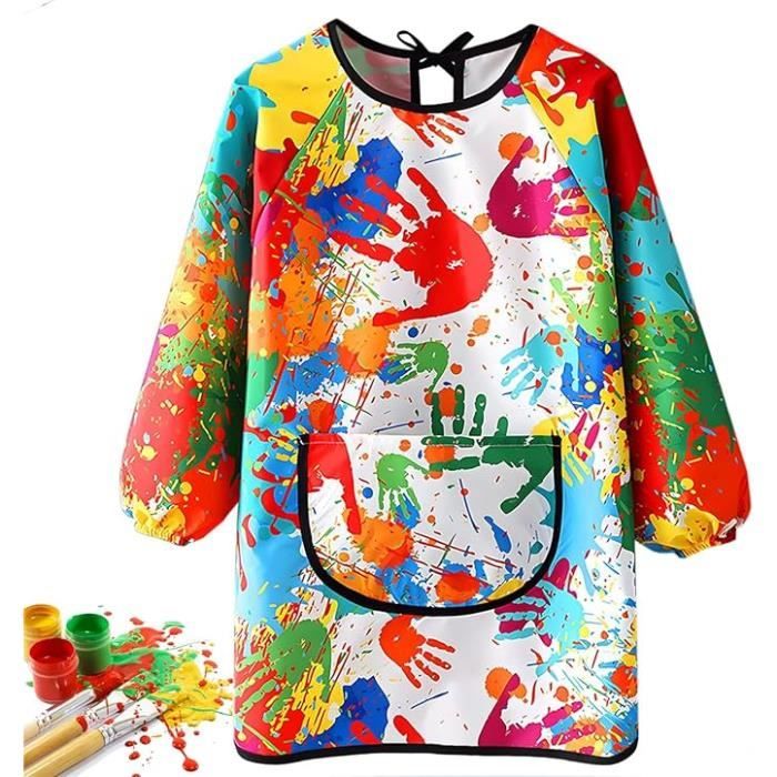 Tablier De Peinture Enfant YAFLUG - Manches Longues, Imperméable, Réglable 6-12 Ans