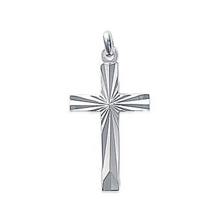 Pendentif Croix relief en Argent 925 rhodié - Option Chaine Argent :Sans
