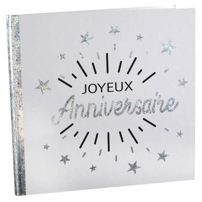 Livre D Or Joyeux Anniversaire Blanc Et Argent Metallise Cdiscount Beaux Arts Et Loisirs Creatifs