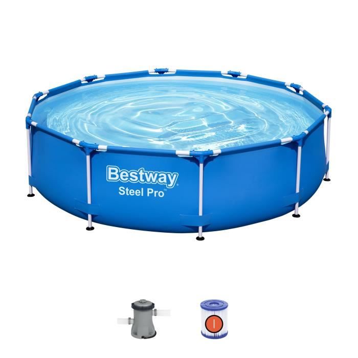 Kit Piscine hors sol tubulaire BESTWAY - Steel Pro™ - 305 x 76 cm - Ronde (Livrée avec pompe de filtration)