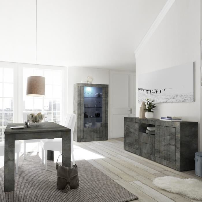 Salle A Manger Complete Gris Anthracite Moderne Mabel L 185 X P 90