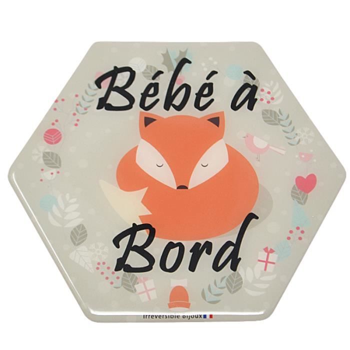 Adhésif / Autocollant bébé à bord - Renard - Orange - Kiabi - 14.39€