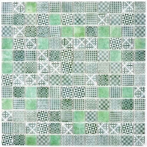 Mosaïque Pâte De Verre MOSANI – Blanc/orange/rouge – Vintage Rétro 30x30 Cm – MOS88-Retro-37