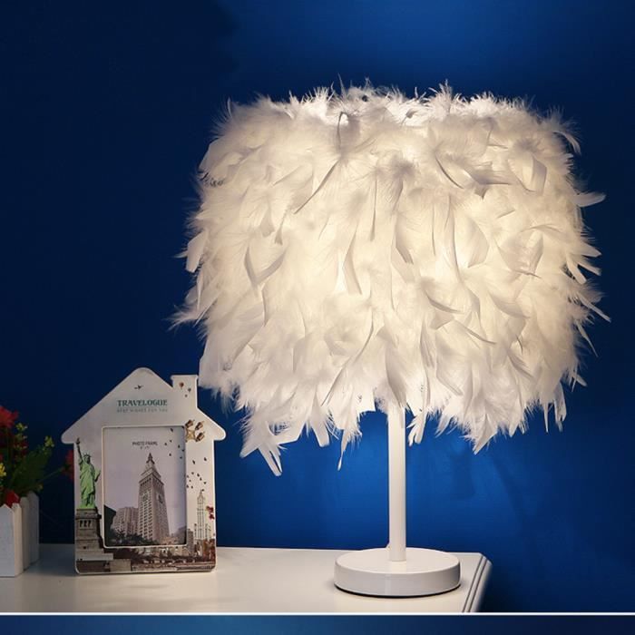Lampe de chevet À plumes Blanc Abat-Jour Moderne Mode pour Salon Chambre Bar Hotel Décoration de La Maison
