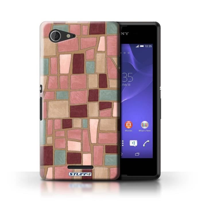 Étui à Rabat Cuir PU Pour Sony Xperia E3 - Motif Fleurs Pourpre Et Crème - Neuf