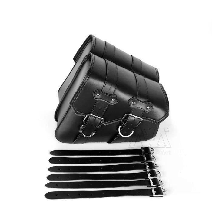Sacoches Latérales Moto En Cuir Noir - JMB - Lot De 2 - Neuf