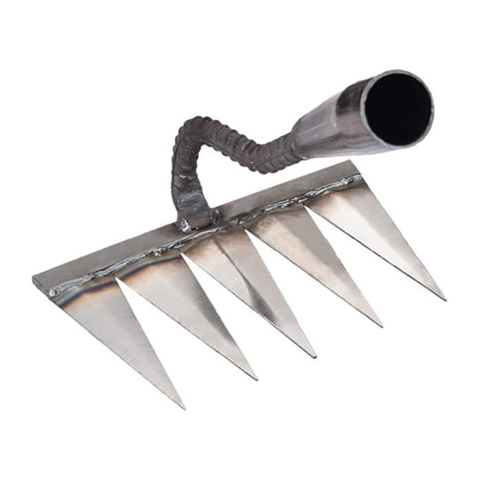 Râteau Portable Acier Trempé Creux - Outil Jardinage Désherbage Et Desserrage Sol