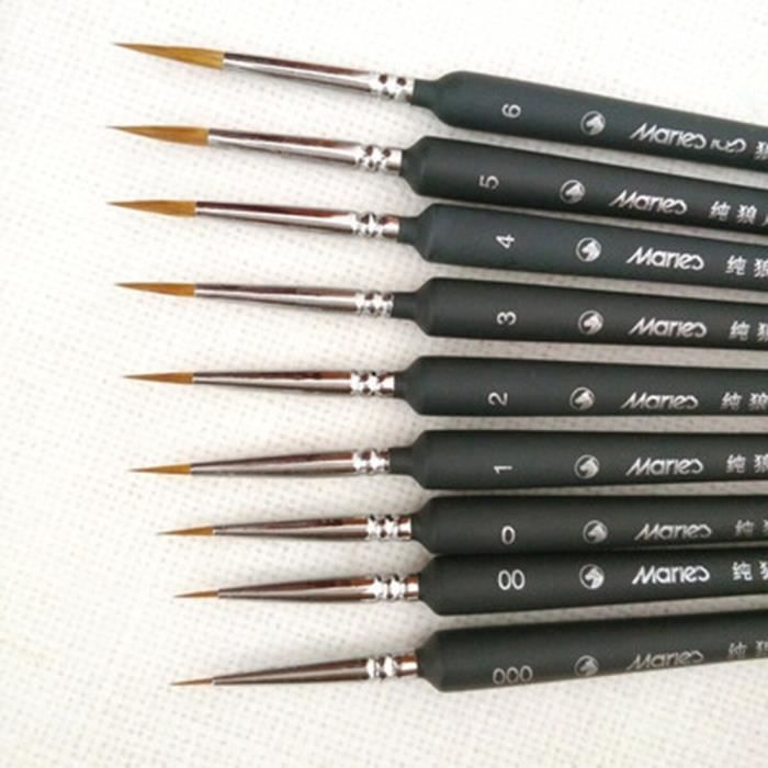 Set De 12 Pinceaux En Nylon - Pour Peinture Acrylique, Aquarelle, Huile - Manche Bois - Artiste
