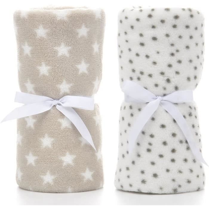 Lot De 2 Couverture Bebe Naissance Polaire Plaid Bebe Douce Pour Fille Et Garcon Comme Cadeau De Naissance 75 100cm Blanc Gris Cdiscount Puericulture Eveil Bebe