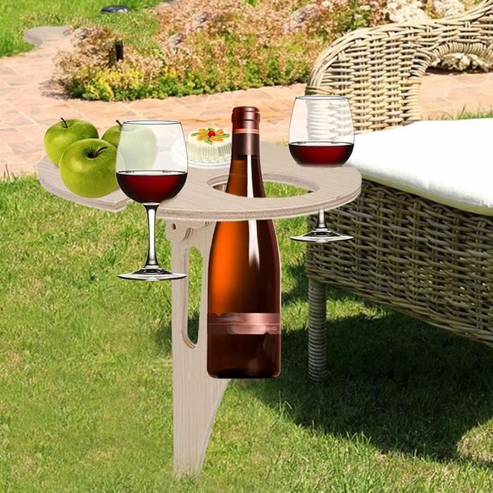 Table de pique-nique portable casier à vin, table de camping en bois 2 en 1  avec porte-verre et porte-bouteille, mini table à - Cdiscount Sport