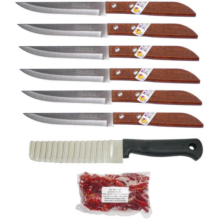 Kiwi thai lot de 6 couteaux à fruits 501 couteau de cuisine coupe d'onde  gratuite et 30g de piment thaïlandais séché à chaud de l - Cdiscount  Bricolage