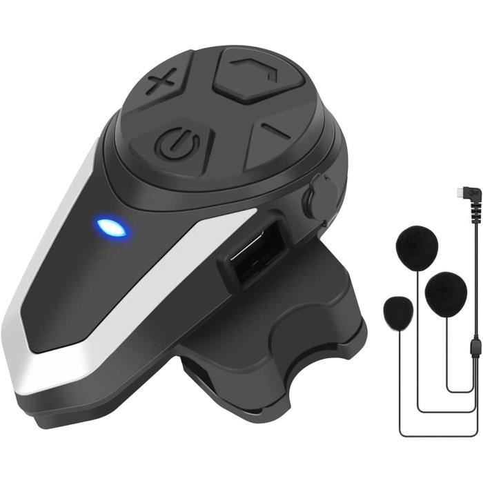 Intercom Moto BT-S3 avec Bluetooth 5.0, Portee de 1000m et Radio FM Integree pour Casque Integral avec Microphone Souple