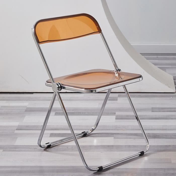 bureau de restaurant décontracté chaise pliante en acrylique avec dossier (jaune) 46*46*75cm, maison