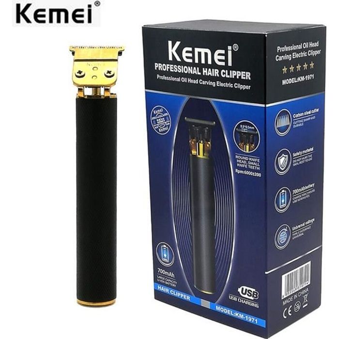  Kemei 1971 Pro Li t-outliner squelette lourd frappeur tondeuse sans fil hommes baldaquin tondeuse &agrave; cheveux finition Machine 