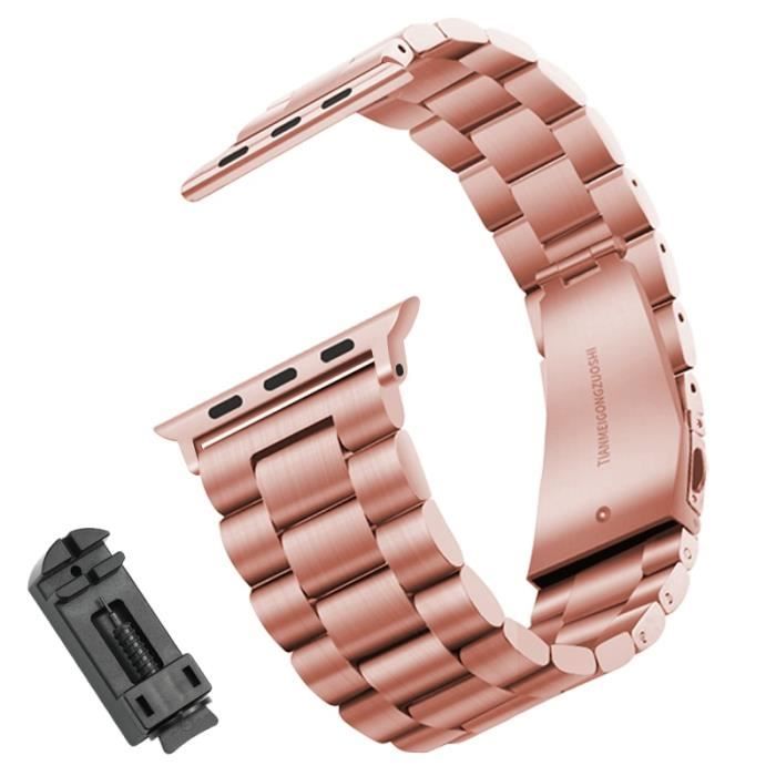 Bracelet montre en acier inoxydable pour Apple Watch, pour Apple Watch  séries SE-6-5-4-3-2-1, en métal Sport Rose avec des outils - Cdiscount  Téléphonie