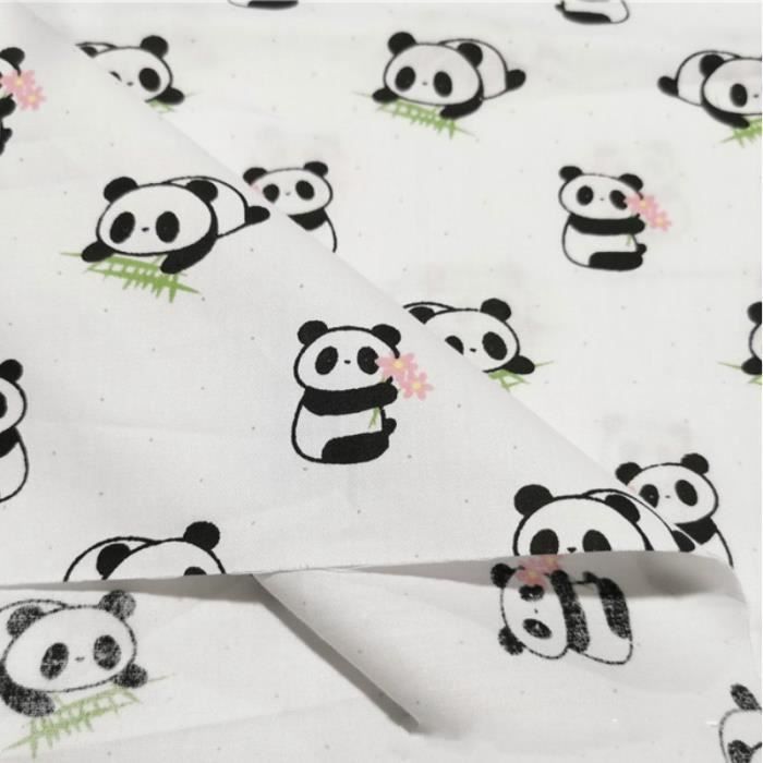 Tissu de couture turquoise vendu au mètre motif de panda 100 % coton pour enfant 100 x 160 cm