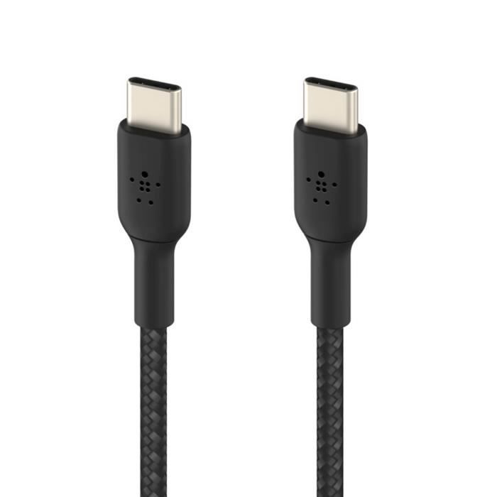 Câble USB C BELKIN 1m Power Delivery Nylon Tressé Charge Ultra Rapide