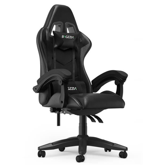 Siège gaming Pivotant - Chaise gaming de bureau avec coussin et dossier -  Accoudoirs Réglables - Ergonomique - Noir - Cdiscount Informatique