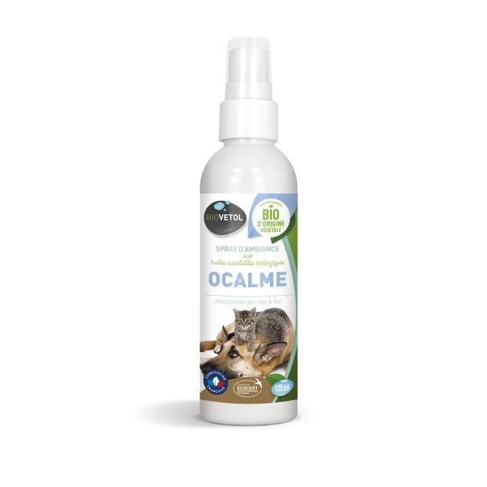 Spray Ambiance O'Calm Bio - Lotion Aapaisante Certifié Ecocert - Soin pour Chien, Chat, Chiot, Chaton- 125ml
