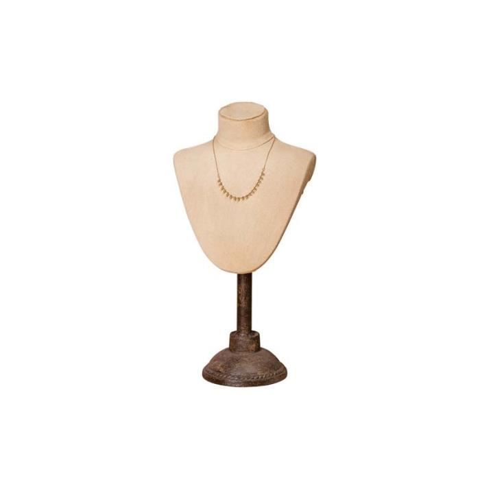 Buste Présentoir Porte Bijoux en Métal et Coton 0,000000 Beige