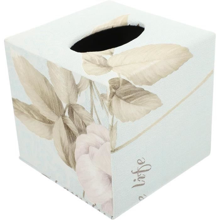 Housse De Boîte à Mouchoirs Carrée En Cuir PU Imperméable - Design Élégant Gris Et Bleu Pour Chambre, Salon Et Bureau