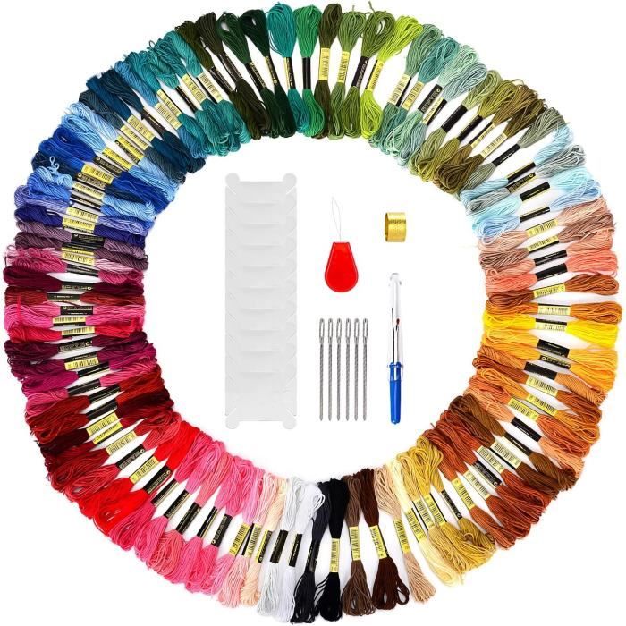 Akozon Ensemble De Couture De Broderie 100 Couleurs Fils