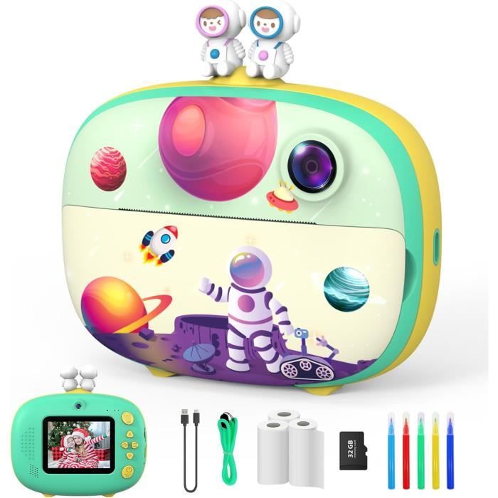 Appareil Photo Numérique Instantané Pour Enfants - Impression Sans Encre, 20MP, Carte TF 32G Incluse