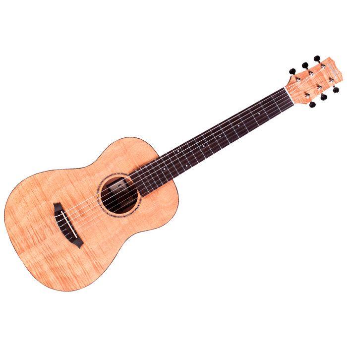 guitare de voyage  cordoba mini ii fmh, acajou flammé, petit corps, corde nylon