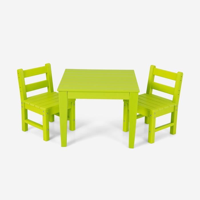COSTWAY Ensemble de Table et Chaises pour Enfants pour Intérieur / Extérieur Table pour Manger, Etudier et Jouer Vert