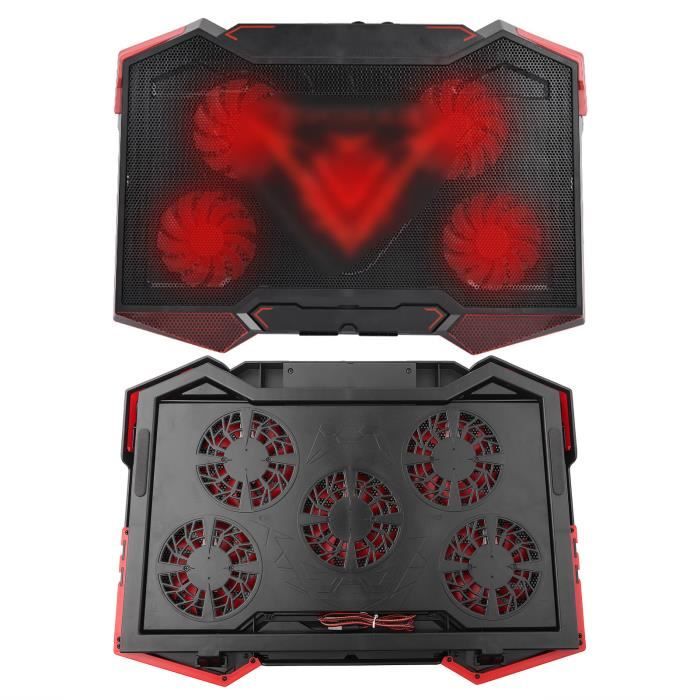 Support Refroidisseur Pour PC Portable Avec 5 Ventilateurs LED - Réglable En Angle, Compatible 12 à 17 Pouces
