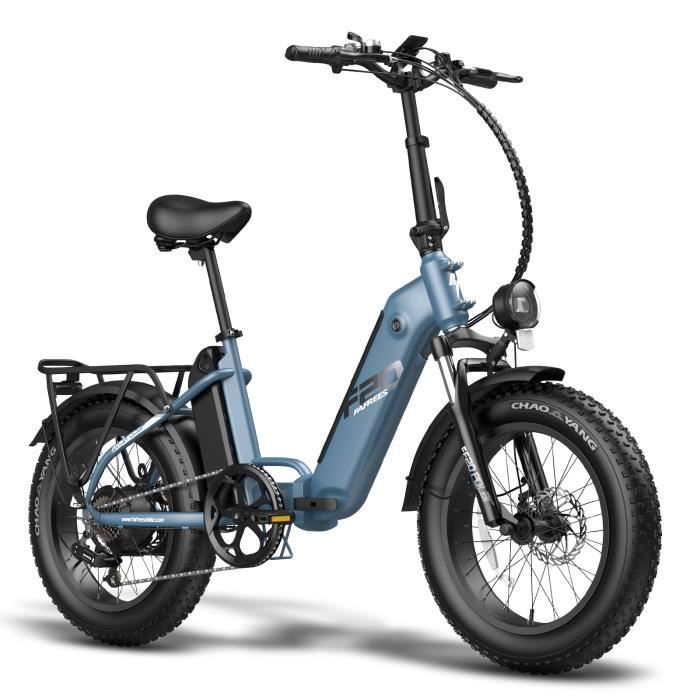 Vélo électrique 20'' FAFREES FF20 Polar 500W Vélo Pliant Gros pneu 25 km/h 48V 20,8Ah 7 Vitesses Gris-bleu avec Cadeau Pompe