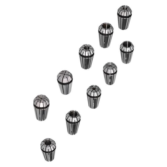 Lot De 6 Mandrins à Pince Pour Défonceuse - Acier Carbone - Diamètres 6mm, 6.35mm, 8mm - Avec écrous - Précision
