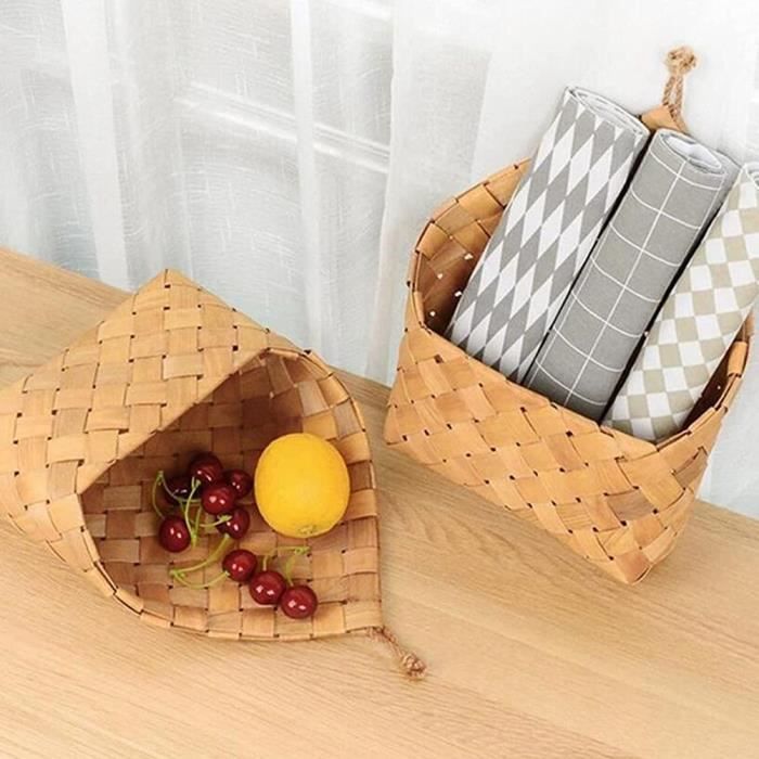 Panier de rangement bois et tissu artisanal – Décoration et organisation maison main image 1