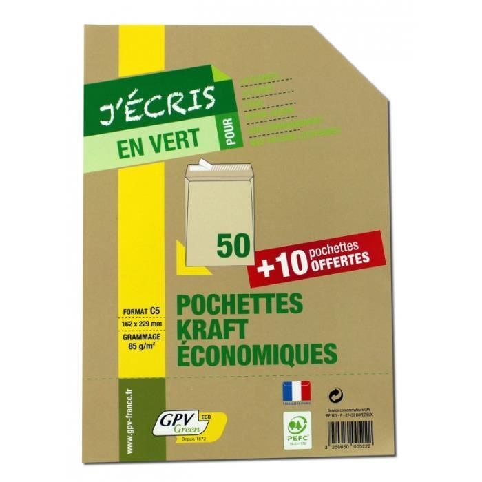 250 Pochettes D'expédition C5/A5 Avec Fenêtre - Marron, 162x229 Mm - Pour Envois Postaux, Documents