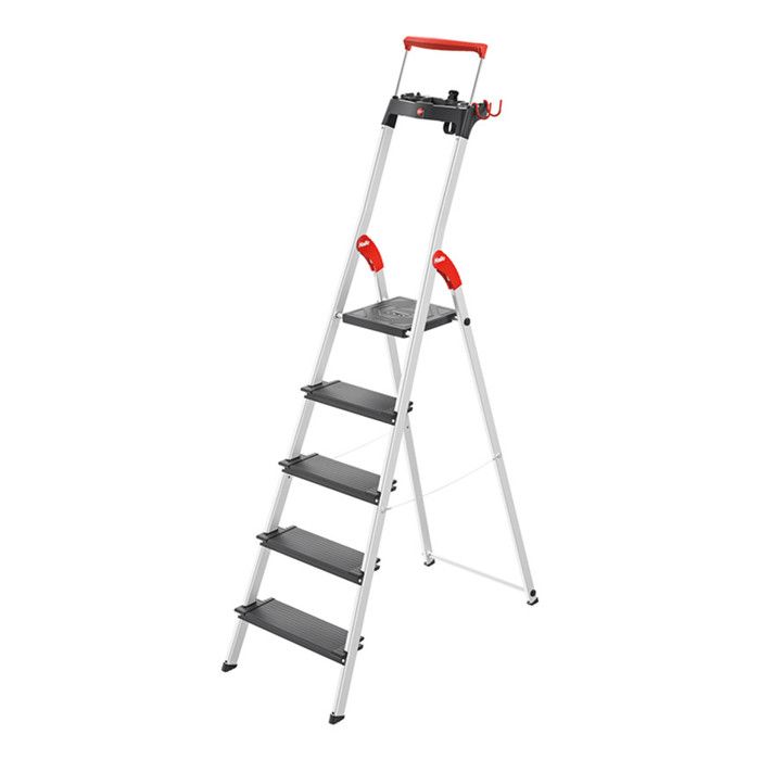 Escabeau Hailo L60 5 Marches En Aluminium Ultra-léger Et Sécurisé – Hauteur De Travail 2,81 M