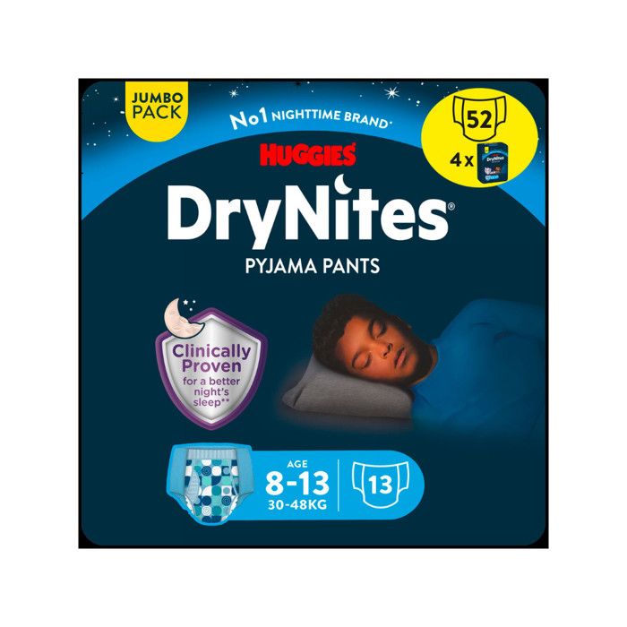 Lot de 4 x13 Drynites Couches Culottes Garçon 8-15 ans - HUGGIES - XXL  27-57 kg - Grand format - Bleu - Cdiscount Puériculture & Eveil bébé