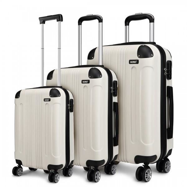 kono ensembles de valises sac en valise trolley business trip en abs léger 4 roues(ensemble de 3 pièces (20"/ 24"/28") beige