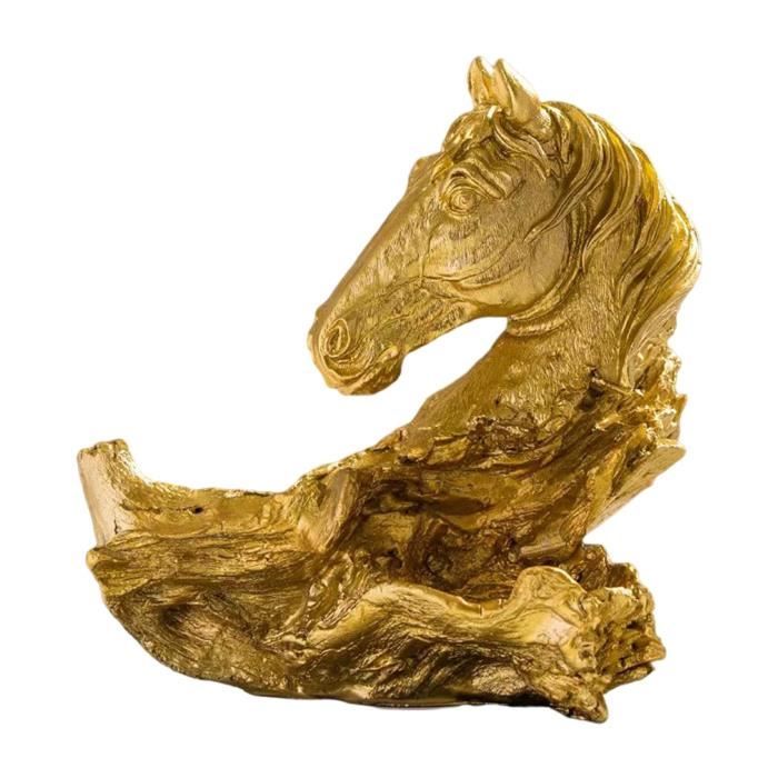 Bague Homme Or Jaune 10K Tête De Cheval Chanceux - Taille 10.5, Largeur 21mm - Neuf Sans Emballage