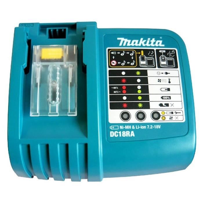 Chargeur rapide - MAKITA - DC18RA - Compatible Li-Ion et Ni-Mh - 96 à 18V - Filaire