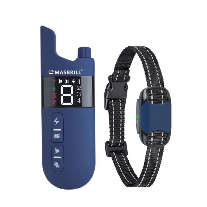 Comparer les prix de Collier de Dressage pour Chiens MASBRILL - Rechargeable - Portée 600m - Vibration, Son et Choc Statique - Bleu