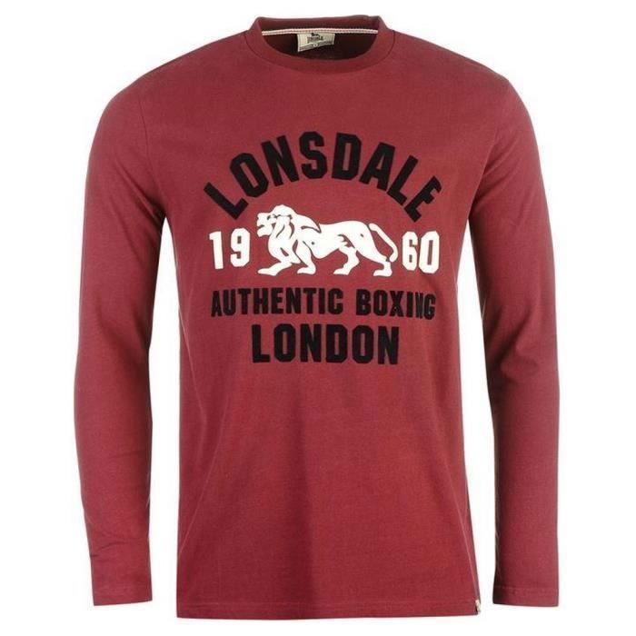 Tee-Shirt Manches Longues Lonsdale Lion Bordeaux 65% Coton