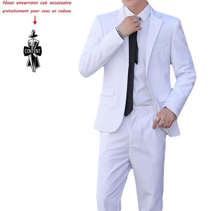 Veste+Pantalon)Costume Homme Marque Luxe Veston De Costume Homme Blazer  Hommes Pantalon De Costume Slim Vêtements Masculin - Blanc Blanc -  Cdiscount Prêt-À-Porter