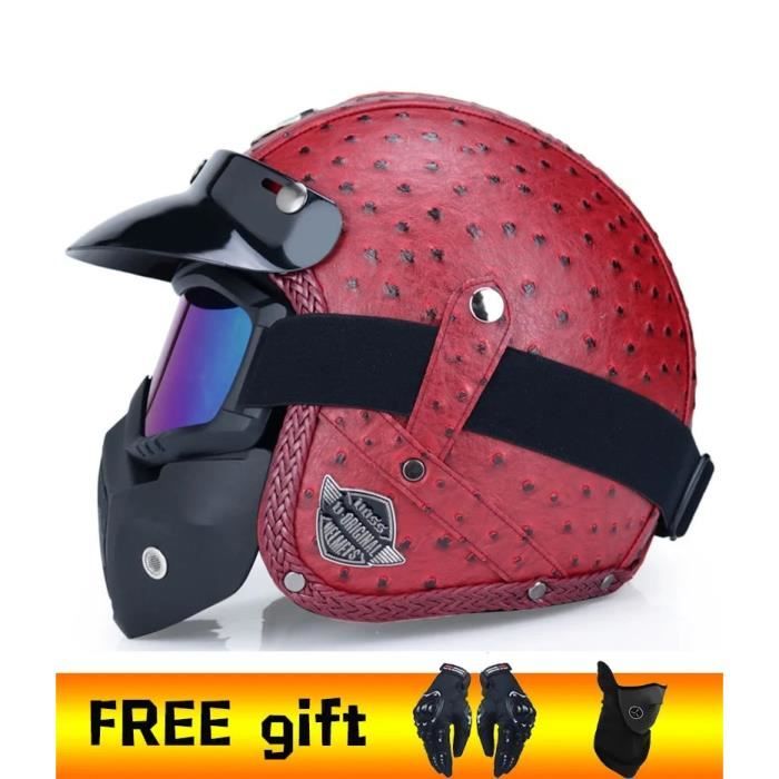Casque Moto Vintage Ouvert Avec Visière Cuir PU – Homologué EUR/DOT – ABS Léger (1000g) – Unisexe Pour Cruiser, Vélo Électrique - 9