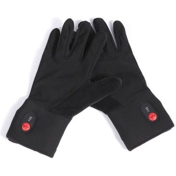 Gants chauffants fins - Unisexe - Noir - Tactiles - 3 niveaux de chauffe