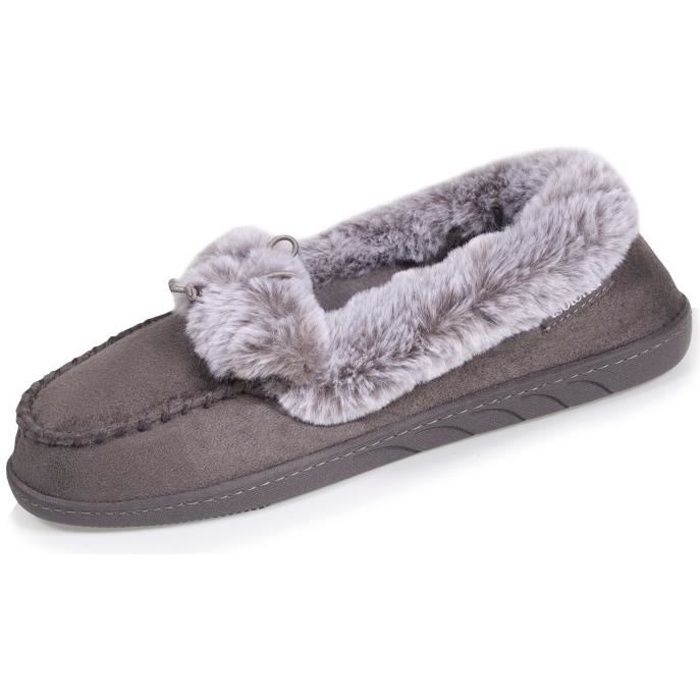 Pantoufles Intérieures avec Doublure en Polaire Mousse à mémoire de Forme ofoot Chaussons Femmes Hiver Chaud en Fourrure bouclée 