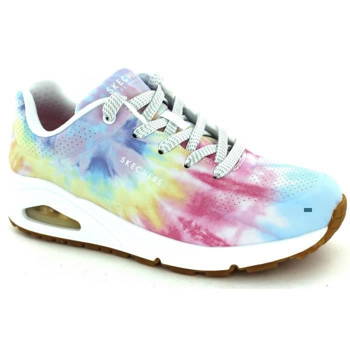 Skechers Baskets femme Skechers Uno - Hyped Hippie multicolore - Textile - Lacets - Plat