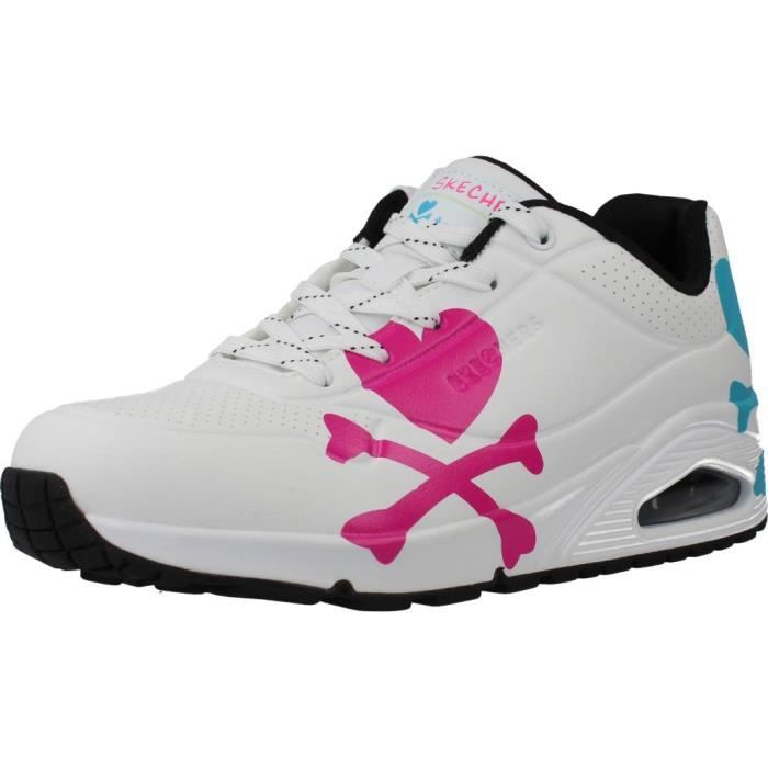 Skechers Basket Femme - SKECHERS - 125673 Blanc - Semelle Gomme - Lacets - Synthétique