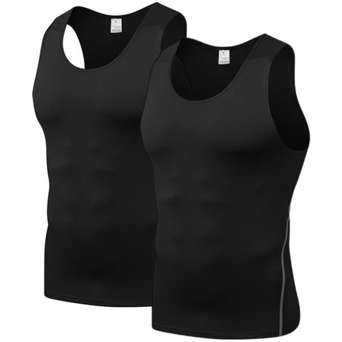 Débardeurs pour Homme Lot de 2 Chemises de Compression Sport sans Manches T-Shirt pour Homme