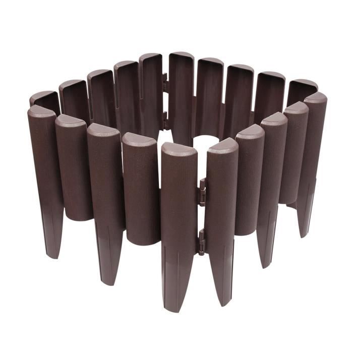 Bordure De Pelouse Aspect Bois 8,4m - 30 Pièces Brun - Polypropylène Résistant Aux Intempéries